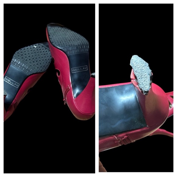 Vintage Womens Red Leather Bellini Gladiator Cut Out Christmas Mrs Claus Shoes 7 - Picture 5 of 10